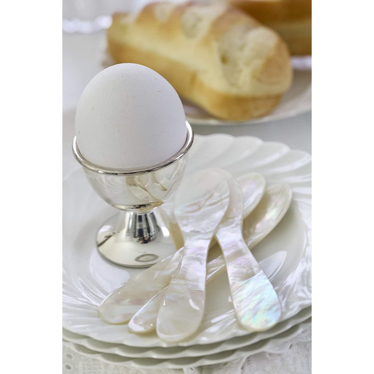 Perlmutt Kaviar Löffel, 2er Set, 11 cm – abgerundete Ecken