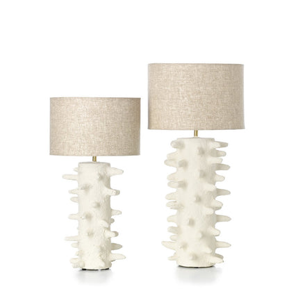 Papmaché bordlampe, hvid, mellem - håndlavet
