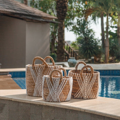 Jute & cotton storage basket LAWU 40 cm - handwoven, size L