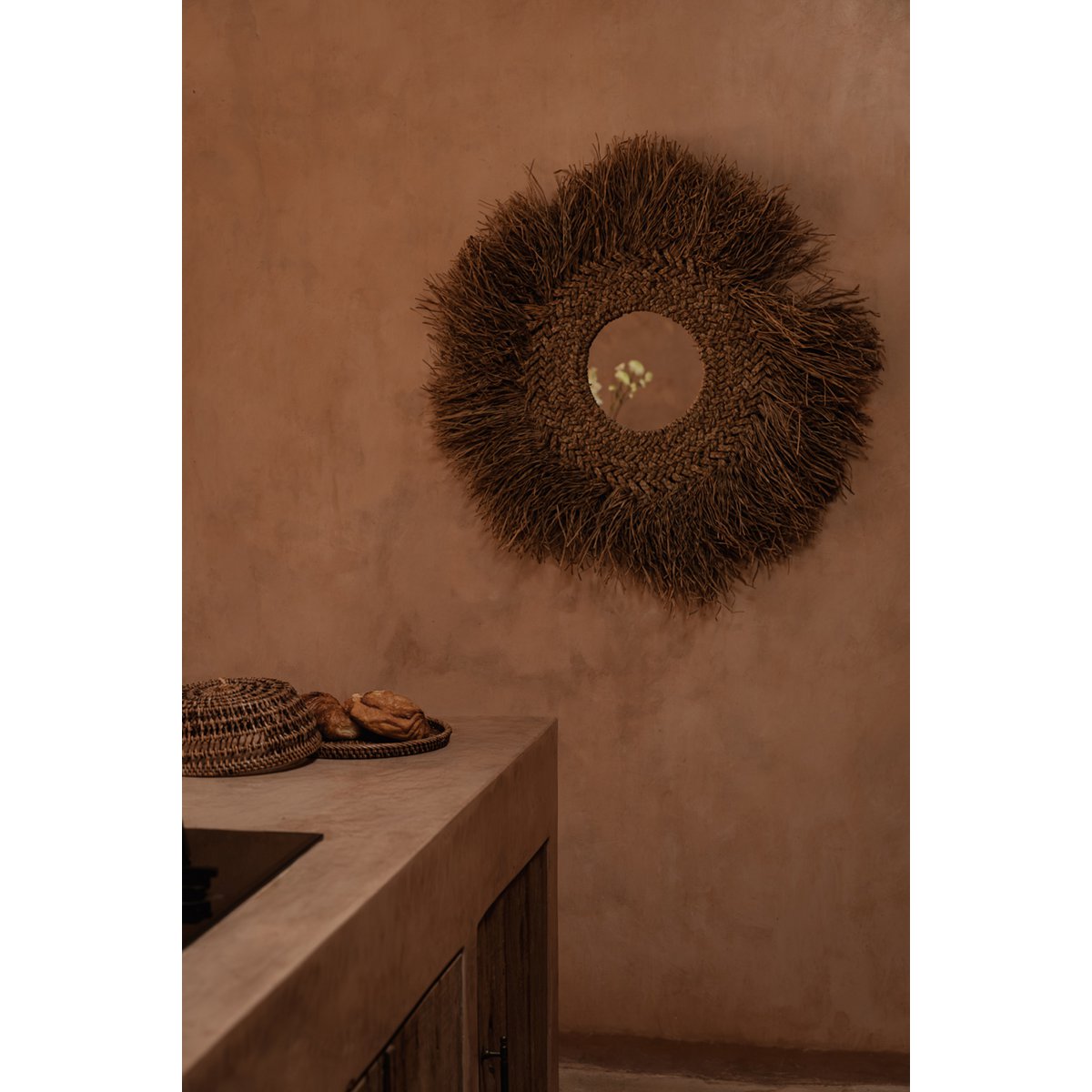 Rattan-Speisehaube, naturfarben - M