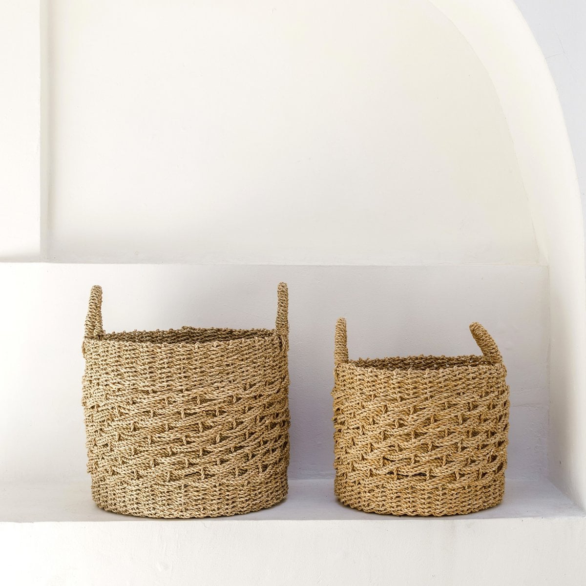 Seegras-Aufbewahrungskorb 38 cm - beige, M