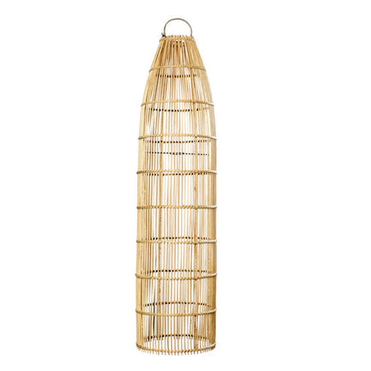 Rattan-Pendelleuchte 90 cm – hohe Fischreusen-Silhouette