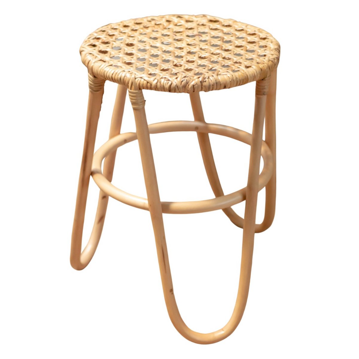 Rattan-Hocker KOLAKA Natur Ø35 cm - dreibeiniger geflochtener Sitz