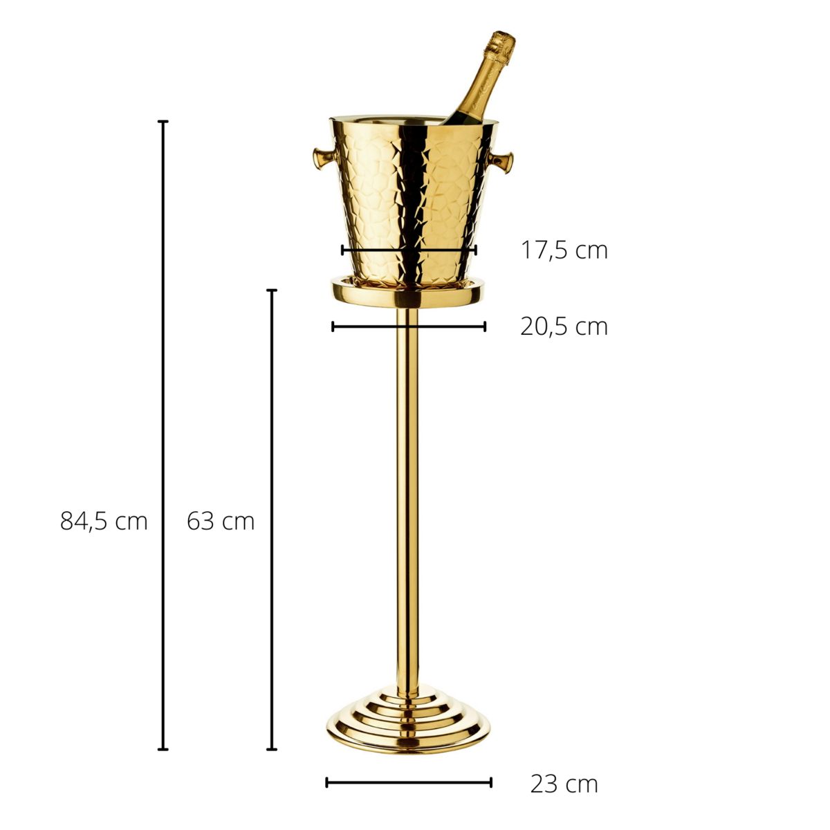 Champagne cooler with stand, metal finish - 86 cm tall