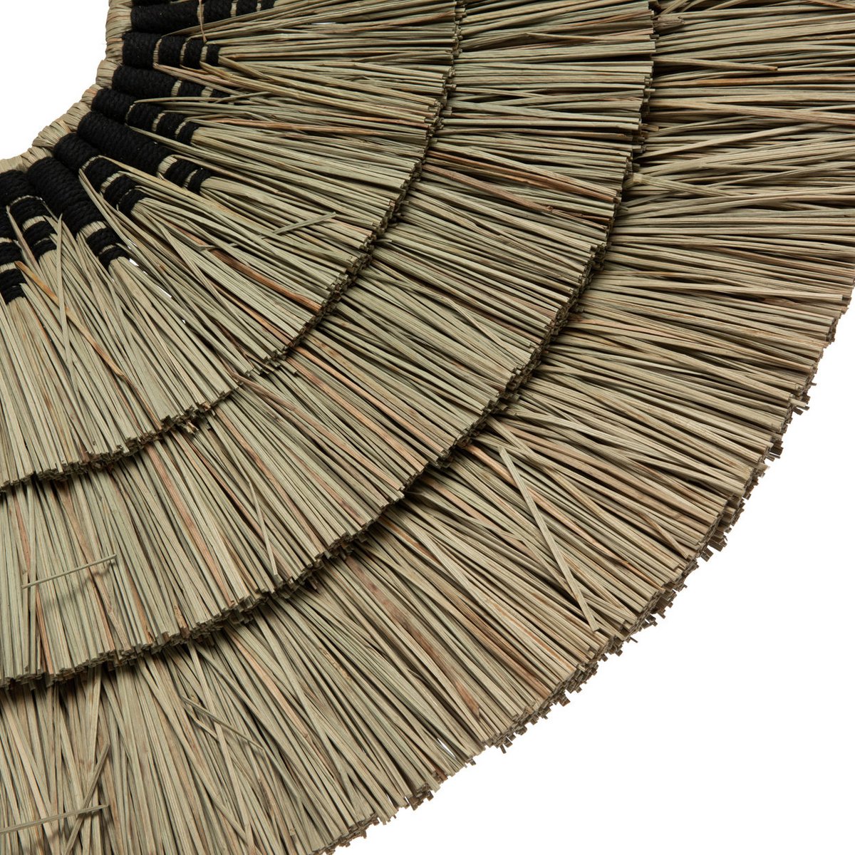 Mengkuang Gras Wandkreis 75 cm - Natur und Schwarz