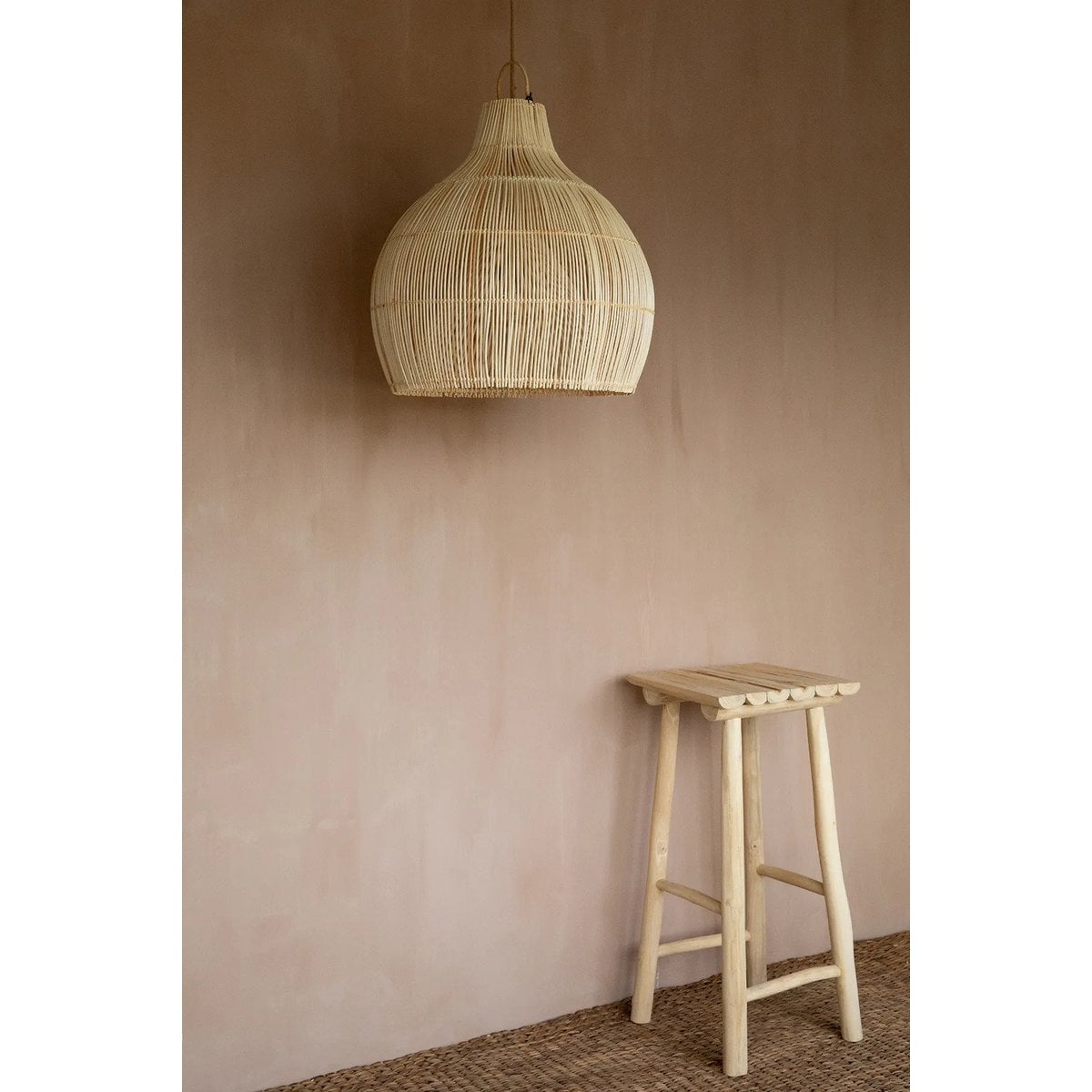Rattan pendelskærm 50 cm - Hummerfælde, beige, kun skærm