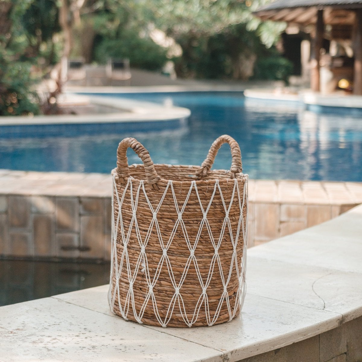 Wäschekorb Gariau L – 44 × 40 cm, weiß & beige