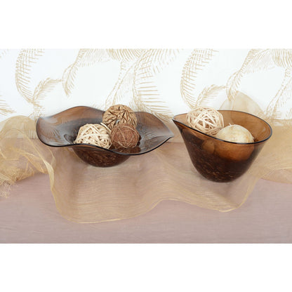 Brown glass decorative bowl, 29 × 21 cm