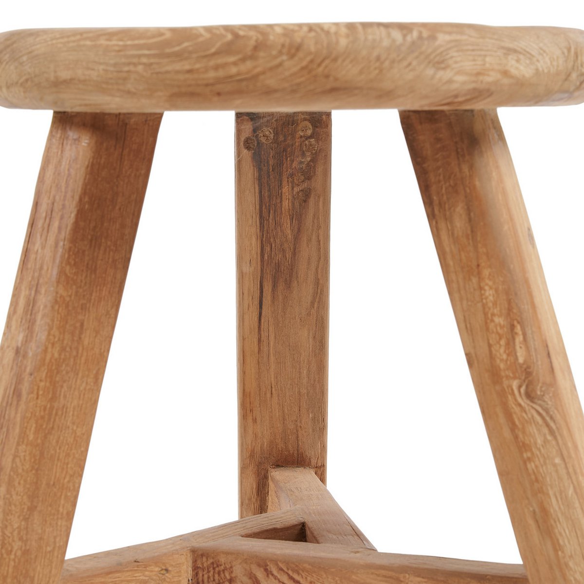 Teakholz Hocker, rustikal rund - Natur