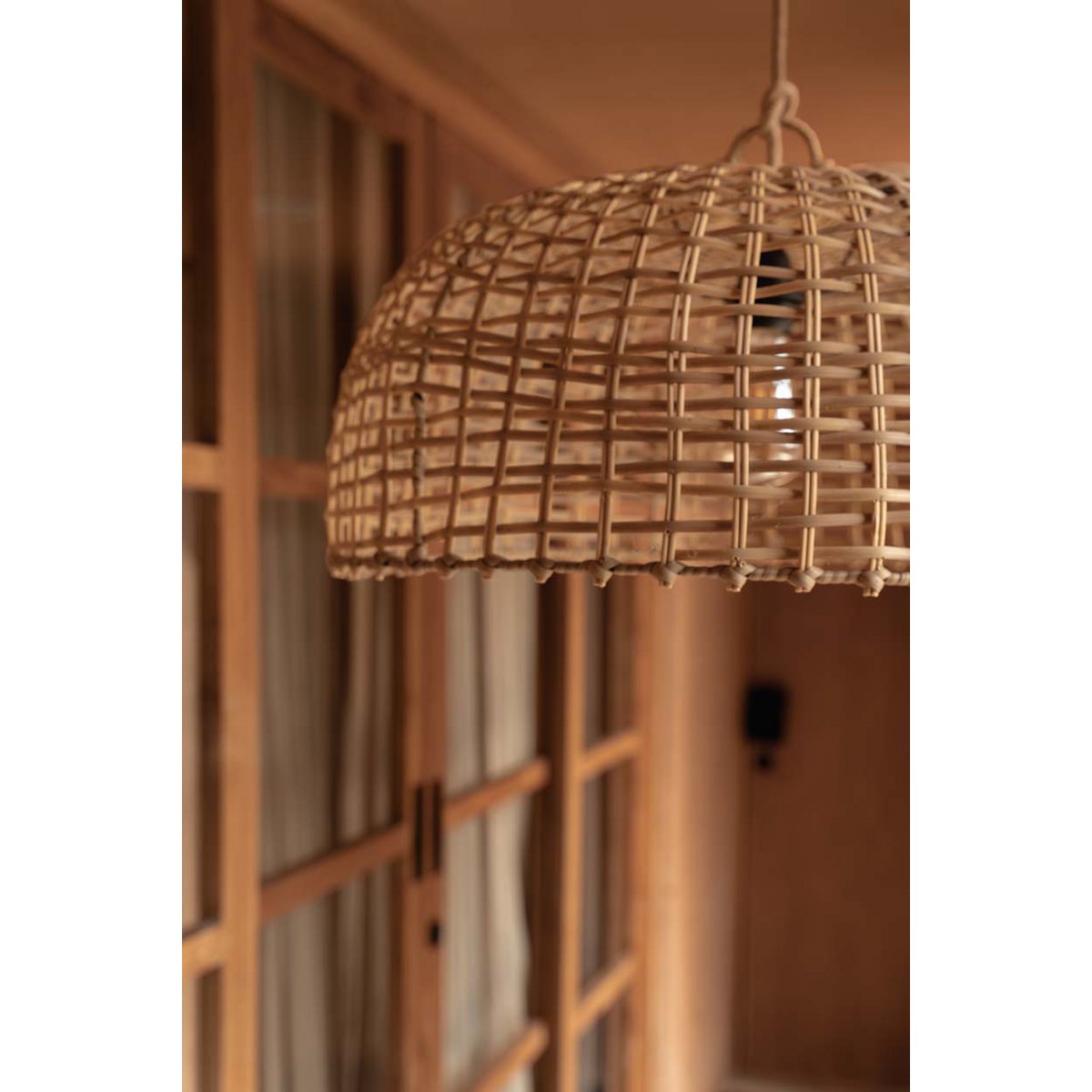 Handgewebter Rattan-Glockenschirm 60 cm – offenes Gittergeflecht