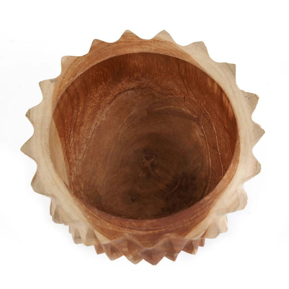Skål af teakrod, durian-inspireret - 15 cm