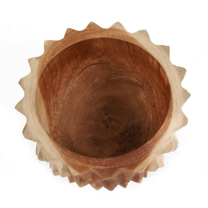 Skål af teakrod, durian-inspireret - 15 cm