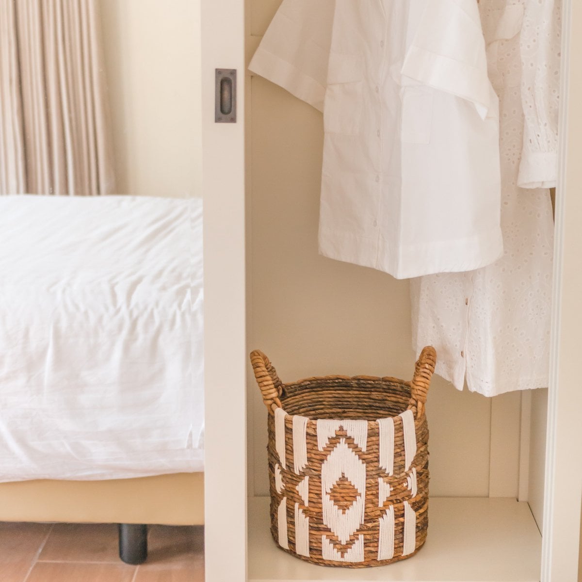 Cotton macramé basket NASARI 40 cm diameter – round storage