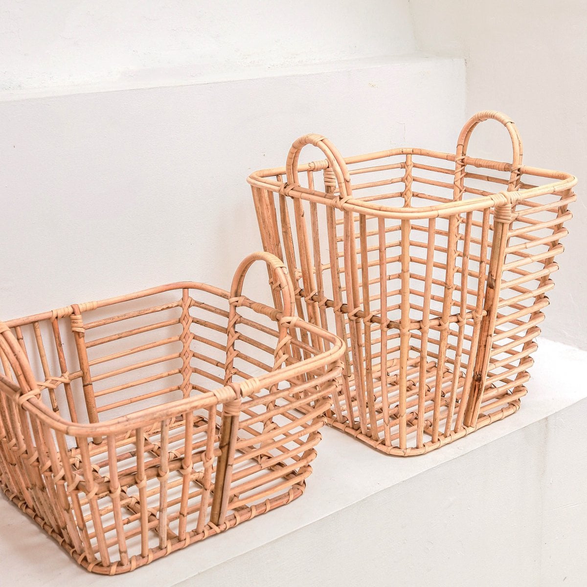 Rattan opbevaringskurv KUPANG S – 34 × 34 × 37 cm