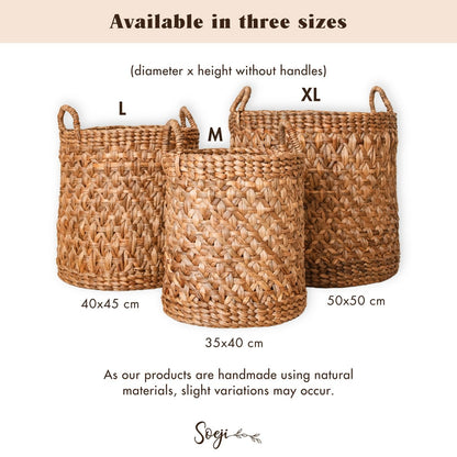 Round woven jute laundry basket Ø40 cm – brown, 45 cm tall