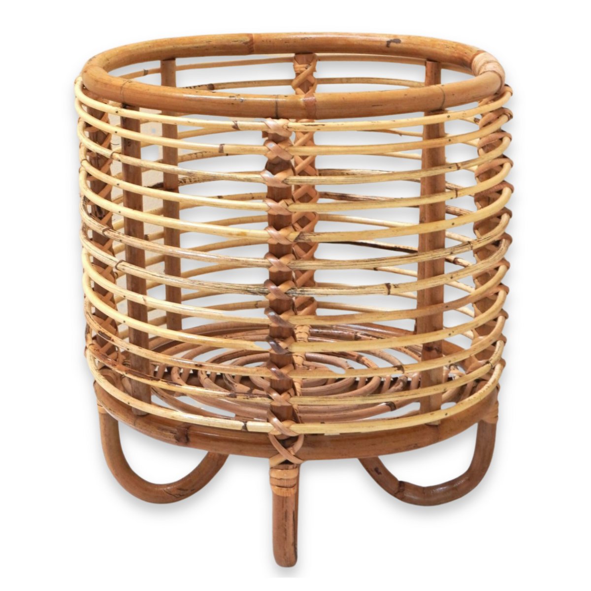 Rattan plantestativ MALANG 35 cm – beige flettet holder