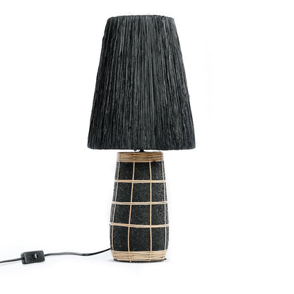 Naxos bordlampe - Sort med græsskærm