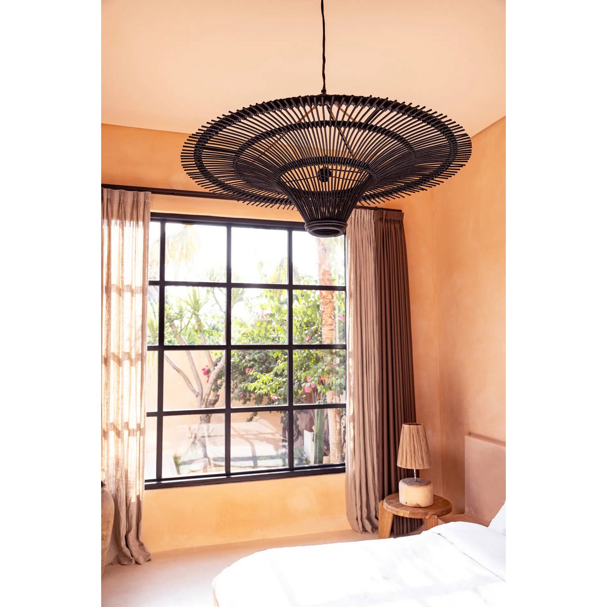 Black rattan sky pendant light XXL - 150 cm sunburst