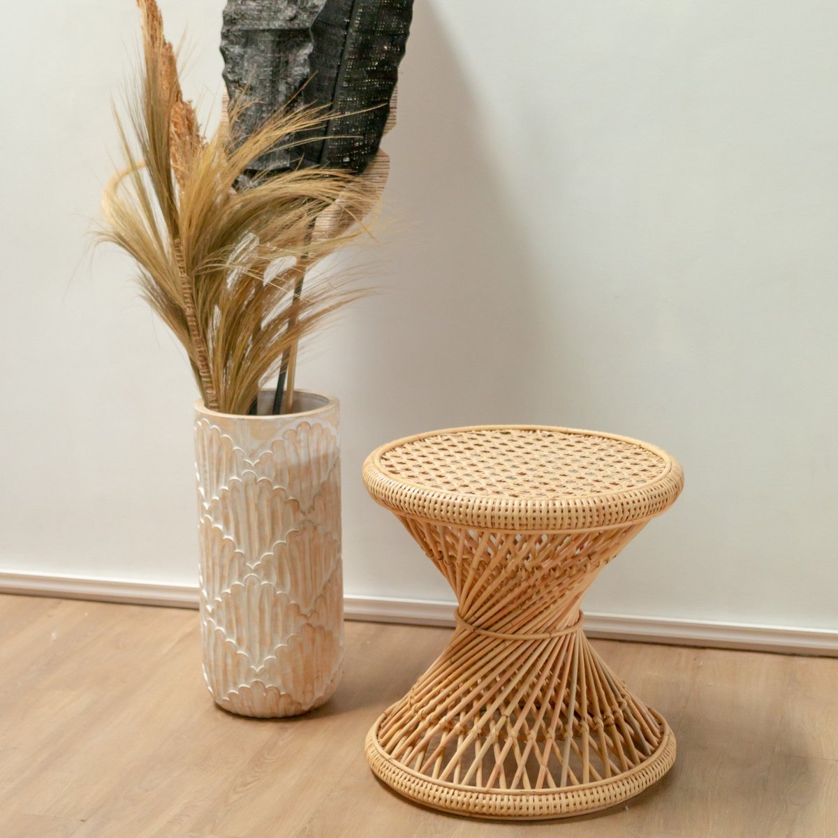 Runder Rattan-Beistelltisch Ø45 cm × 45 cm hoch – Luhu