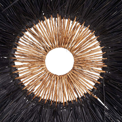 Rund vægkunst af palmeblad, sort - 110 cm