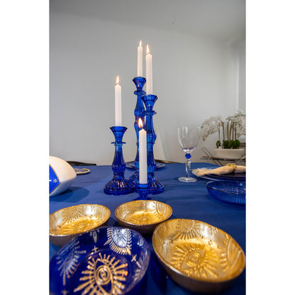 Glass wine glasses with blue diamond foot - set of 4