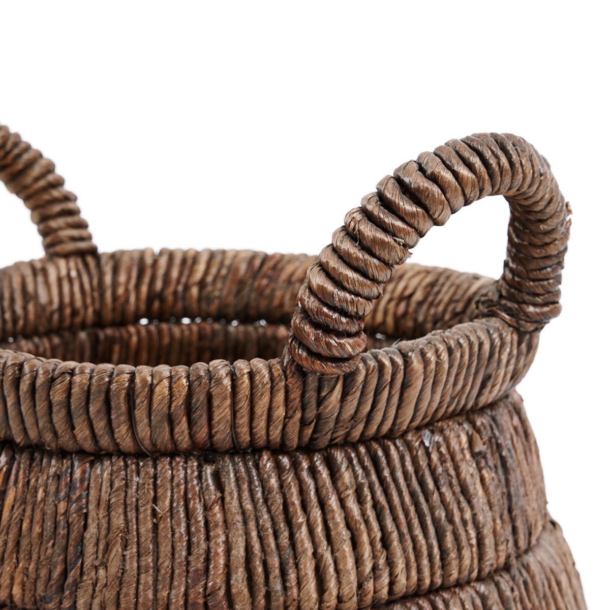 Palm-leaf storage basket - round woven design