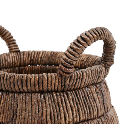 Palm-leaf storage basket - round woven design