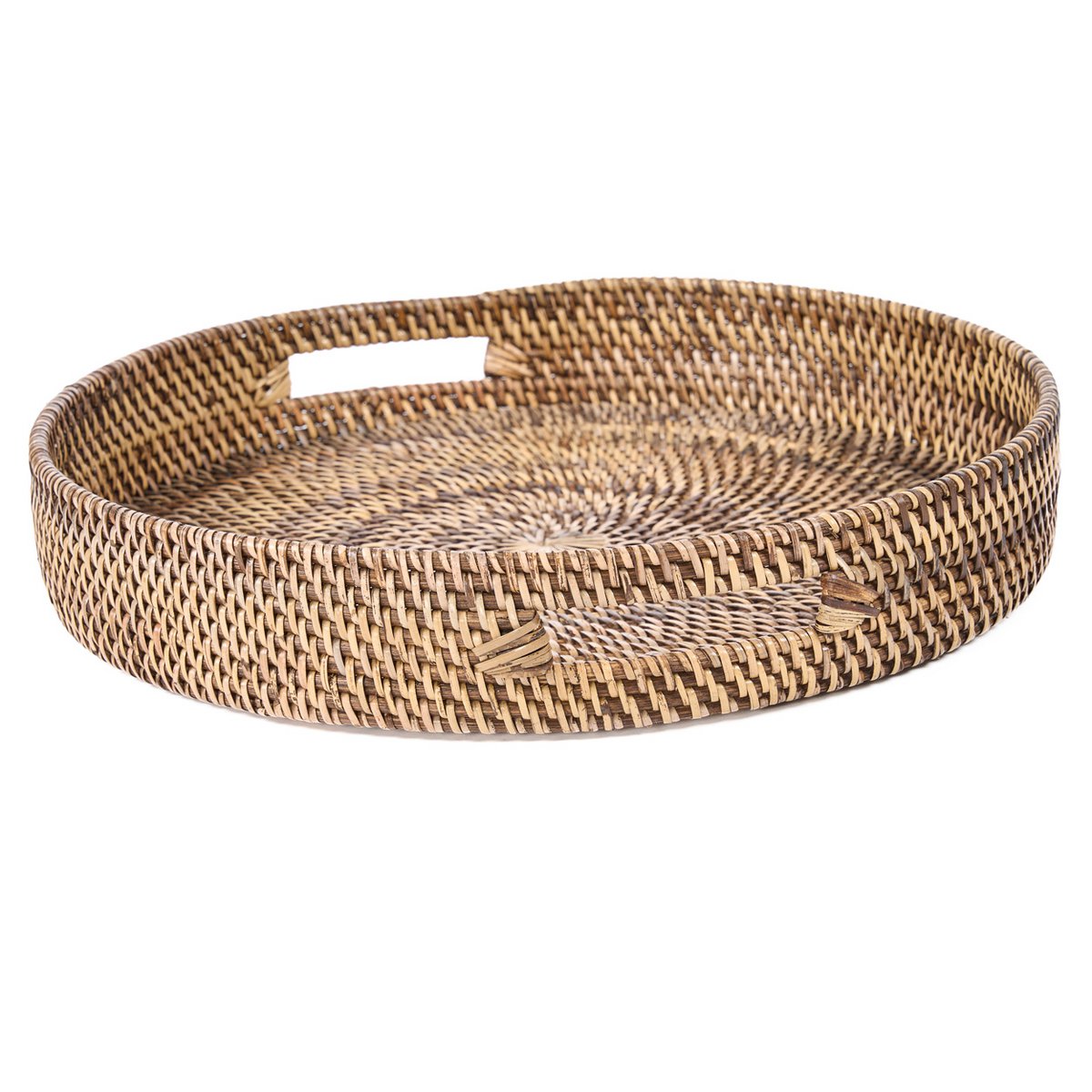 Serveringsbakke i rattan, 41 cm – håndvævet, naturlig