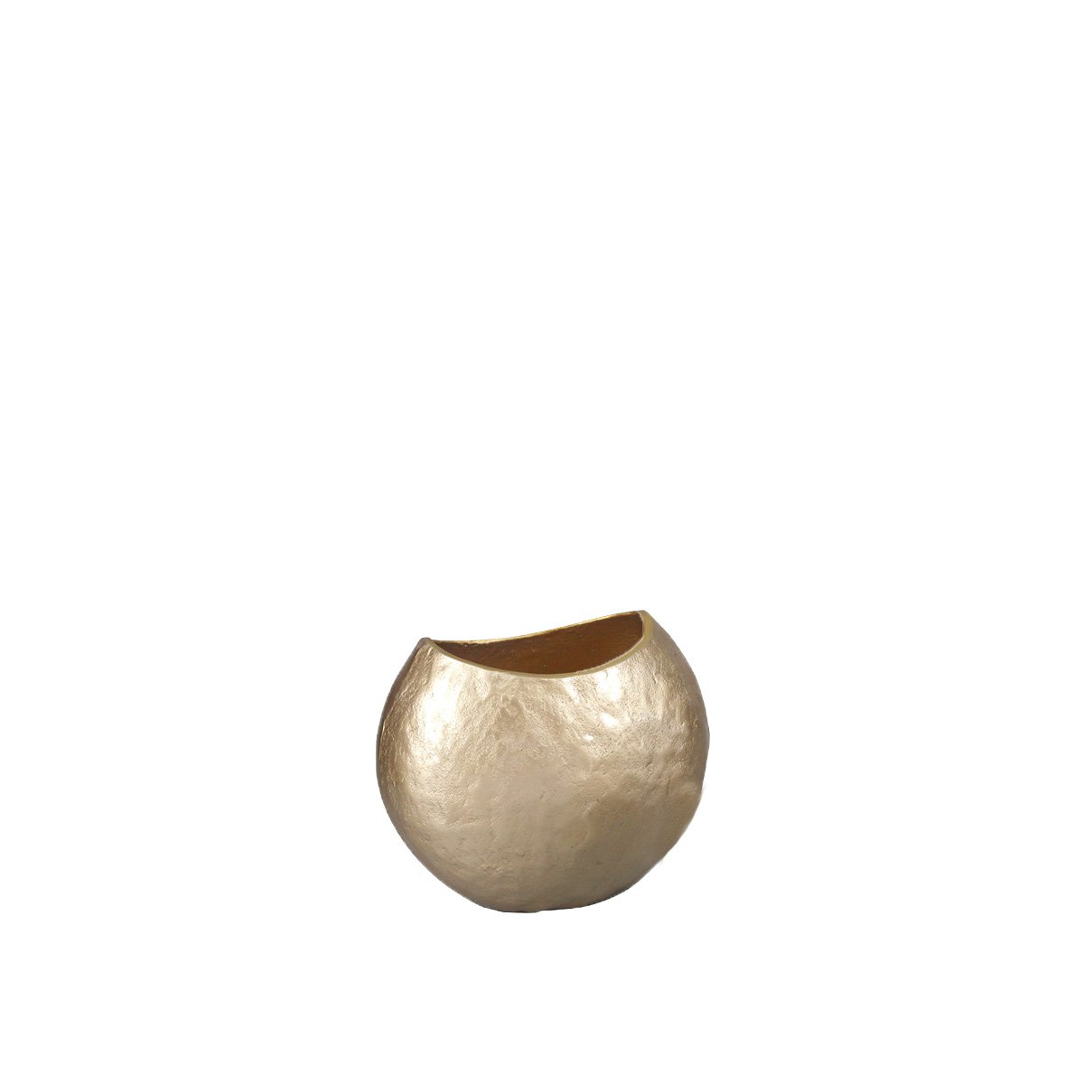 Ovale Aluminiumvase, beige, 26 × 22 cm