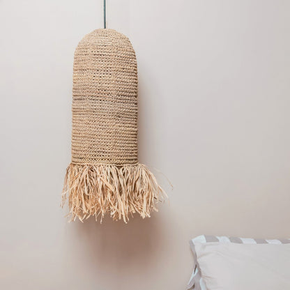 Pendelskærm i raffia og rattan KAWAH – 25 cm, 50 cm høj