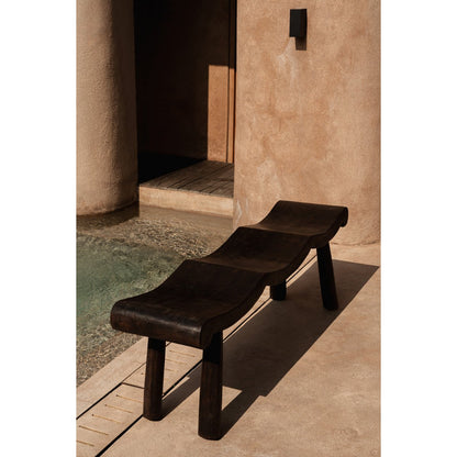 Mango wood bench, dark walnut, 155 cm - wave seat