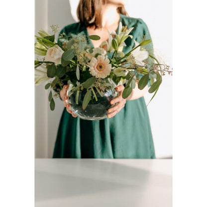 Hand-blown crystal vase Mirinde, 20 cm - platinum rim
