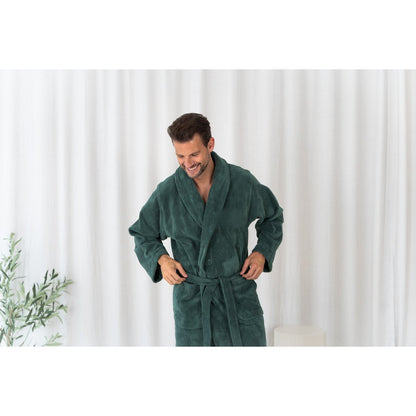 Teddy Bathrobe, S, eucalyptus - fleece & cotton