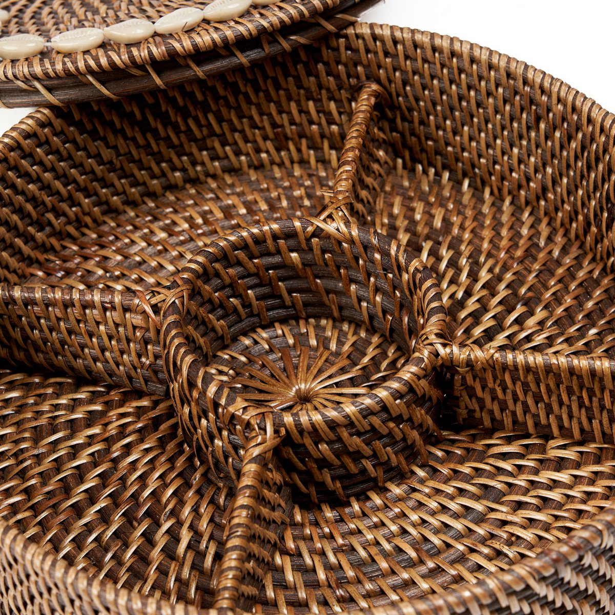 Rattan ruminddelt kurv, naturlig brun