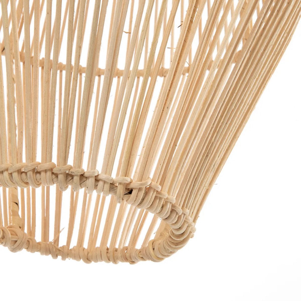 Rattan-Hängeleuchte 30×60 cm – vertikale Stangenwebung, handgefertigt