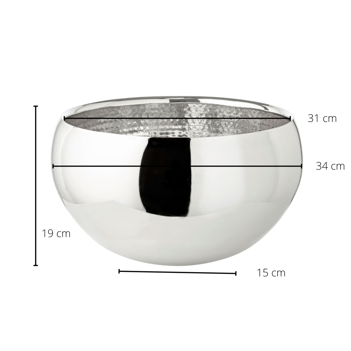 Stålbakke Enea, højglanspoleret, hamret indeni – ø 34 cm