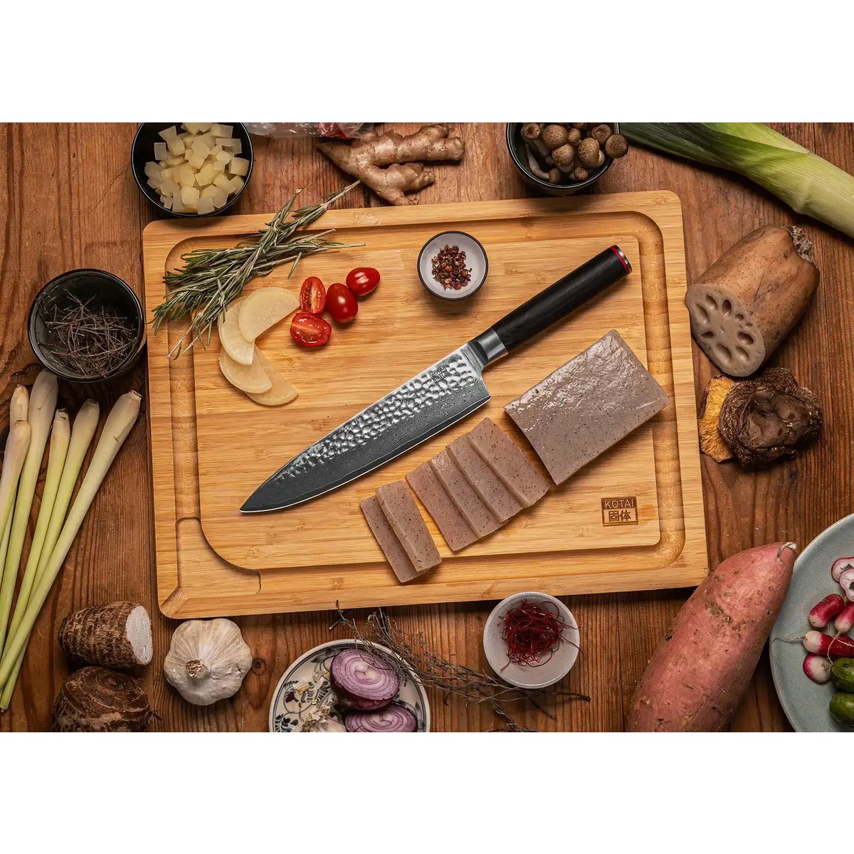 Damast-Edelstahl-Gyuto-Kochmesser - Holzgriff