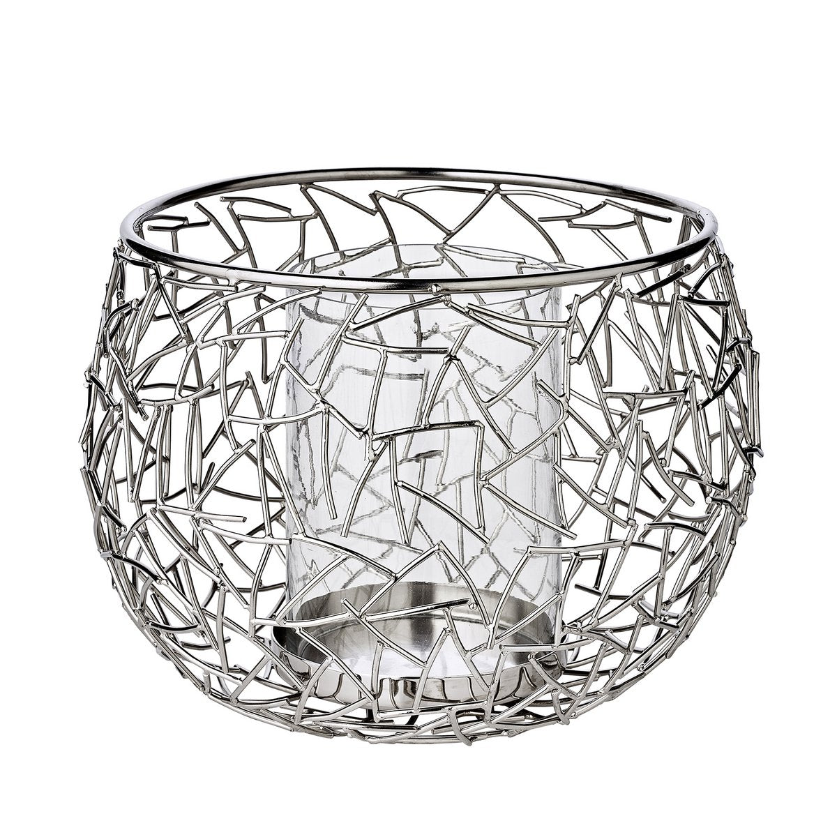 Milano lantern i rustfrit stål, 27 cm - forniklet