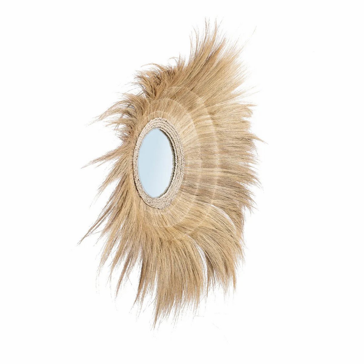 Glasspejl, græsramme, rundt, 90 cm - natur