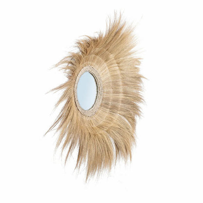 Glasspejl, græsramme, rundt, 90 cm - natur