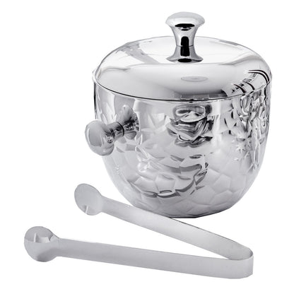 Steel ice bucket Rico, 18 cm – with lid and tongs