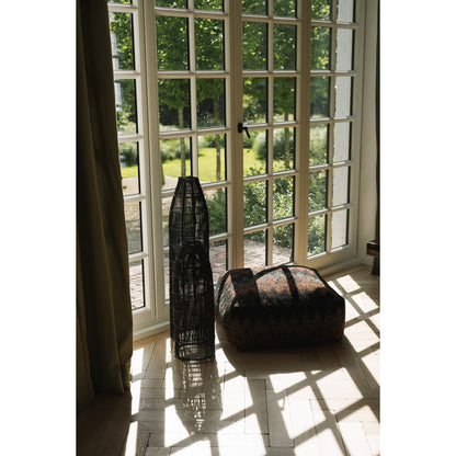 Handwoven black rattan fish trap pendant shade 23 × 90 cm - large