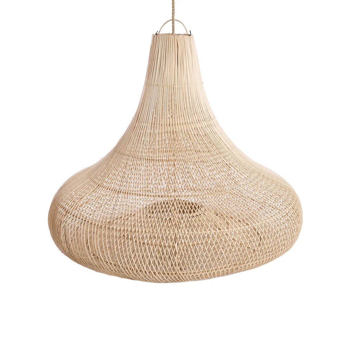 Rattan-Pendelleuchte Shala, beige – 77×57 cm