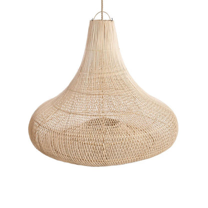 Rattan-Pendelleuchte Shala, beige – 77×57 cm