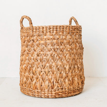 Round woven jute laundry basket Ø40 cm – brown, 45 cm tall