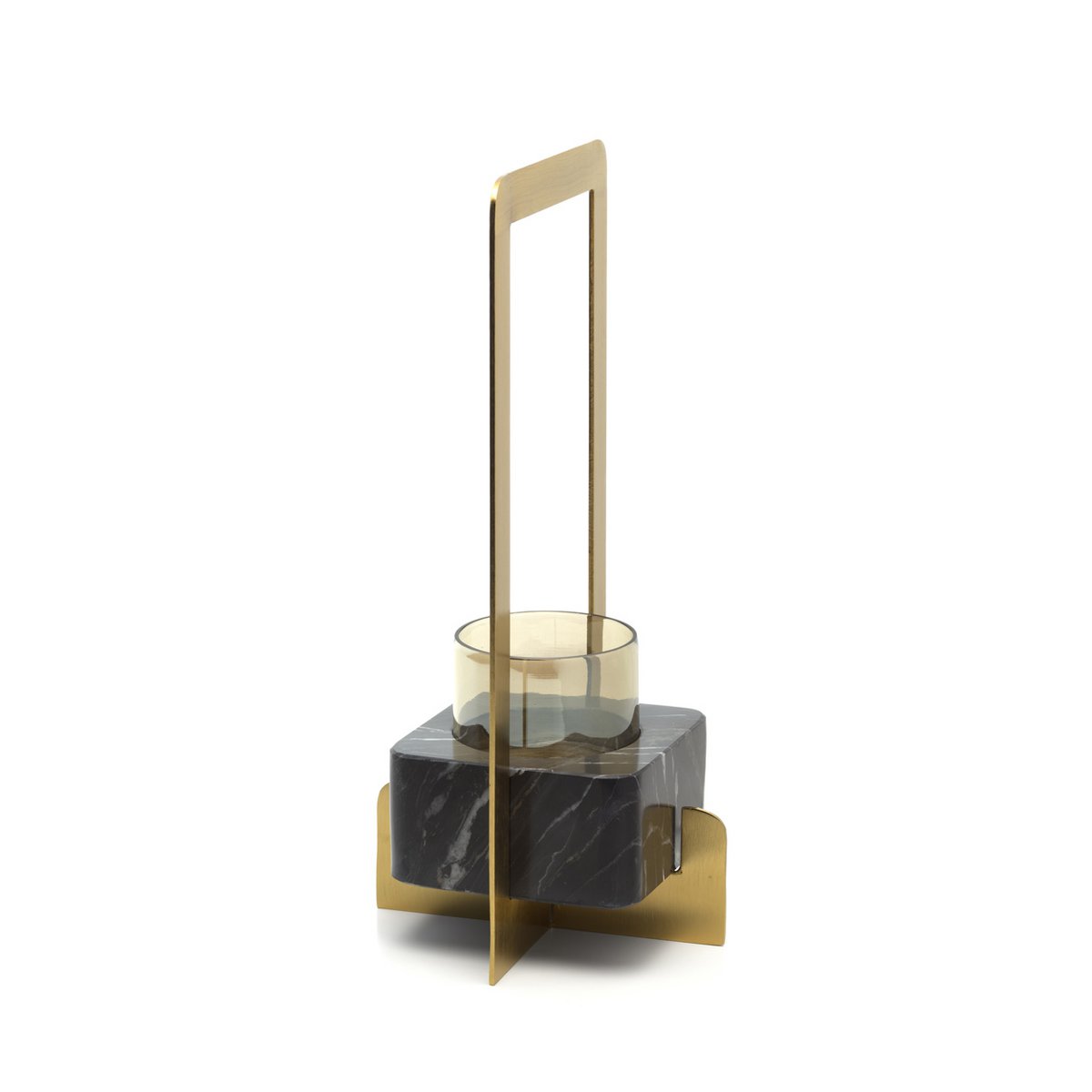 Marbre d'Or candle holder, recycled glass & aluminum - M