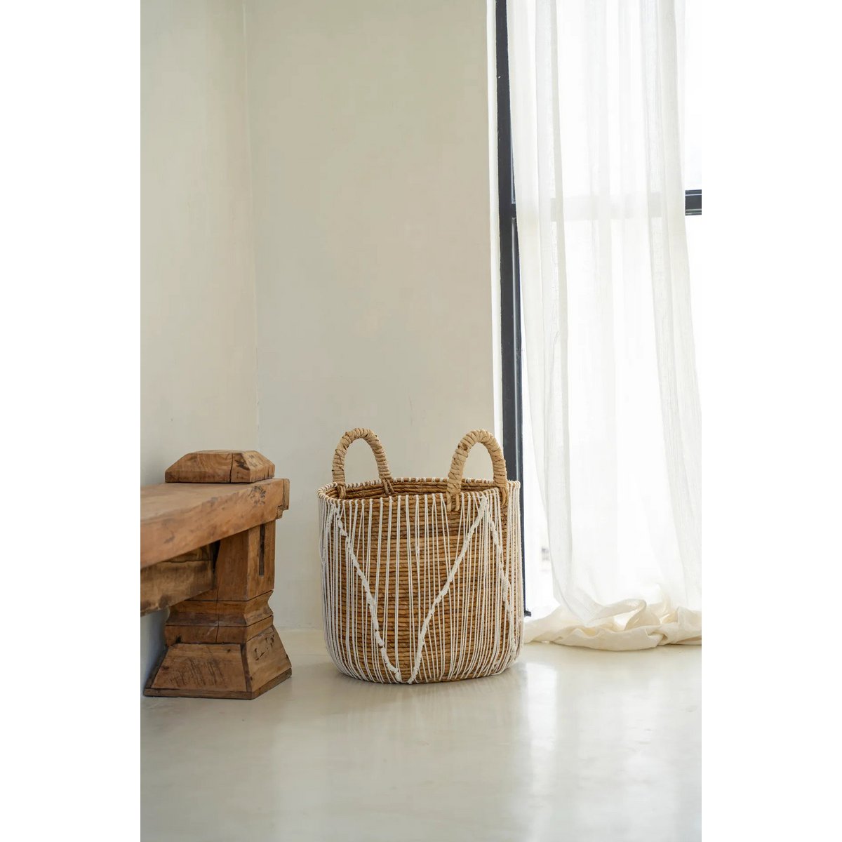 Cotton macrame storage basket 35 × 45 cm - cylinder