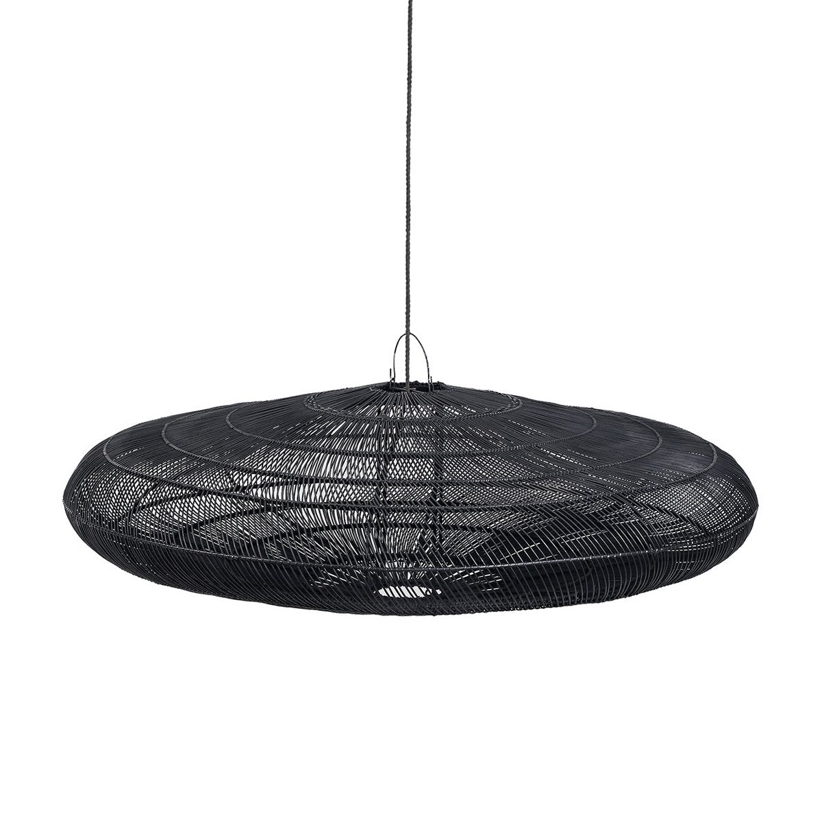 Black rattan macaron pendant light XL - 150 cm wide
