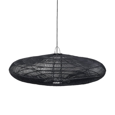 Black rattan macaron pendant light XL - 150 cm wide
