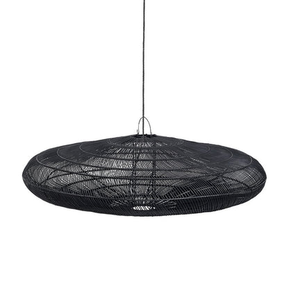 Black rattan macaron pendant light XL - 150 cm wide